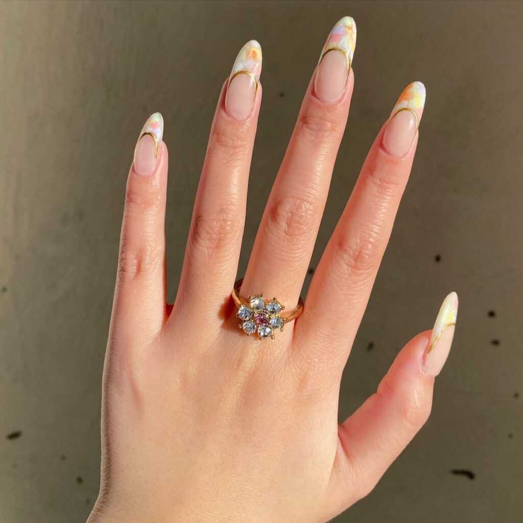 Indulge in 40 Marble Nail Designs for 2024 46 Pastel and Gold Marble nails