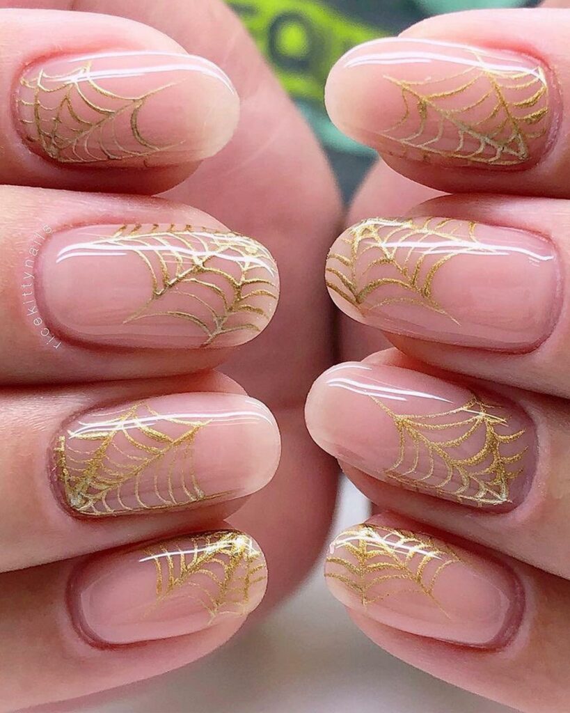 55 Latest Spider Web Nail Designs To Try In 2024! 51 Pastel cobweb nails