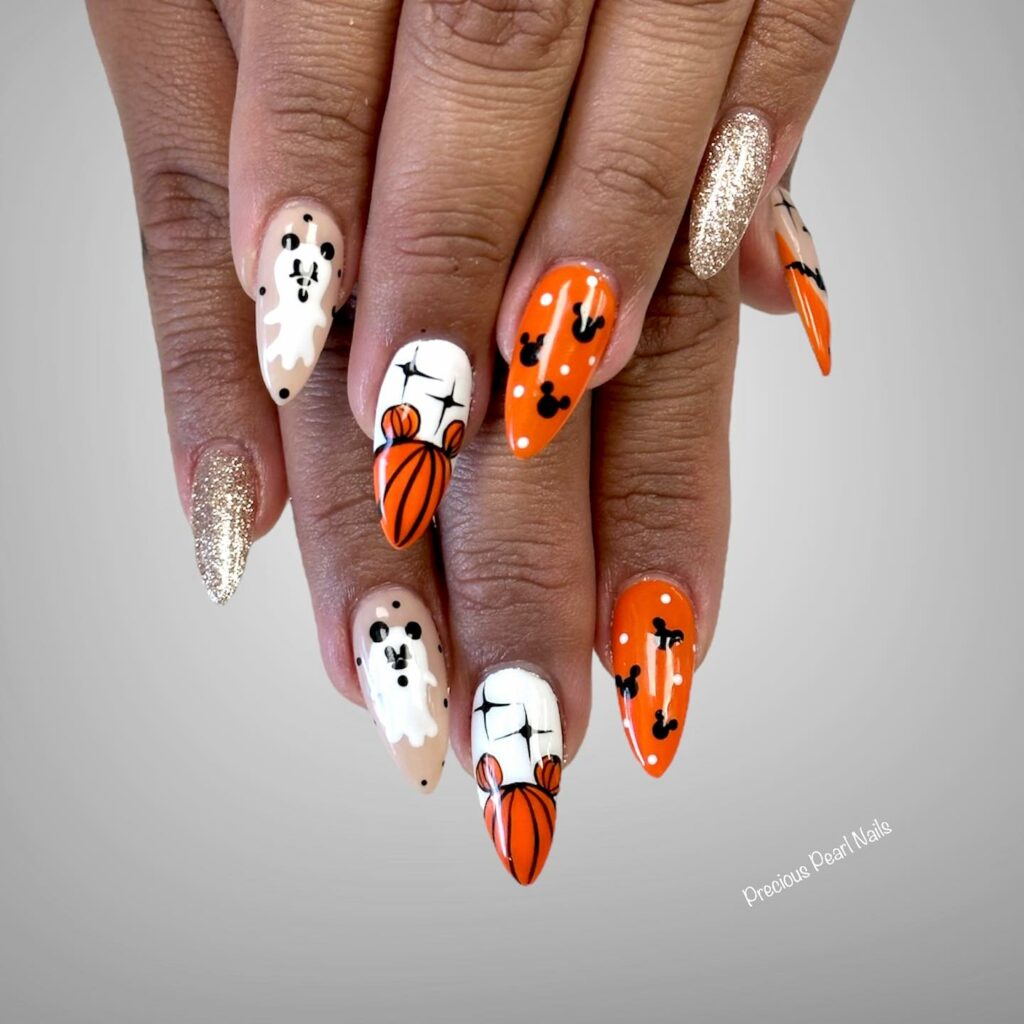 26 Latest Pumpkin Nail Designs To Try This Halloween 29 Pearly Pumpkin Nails