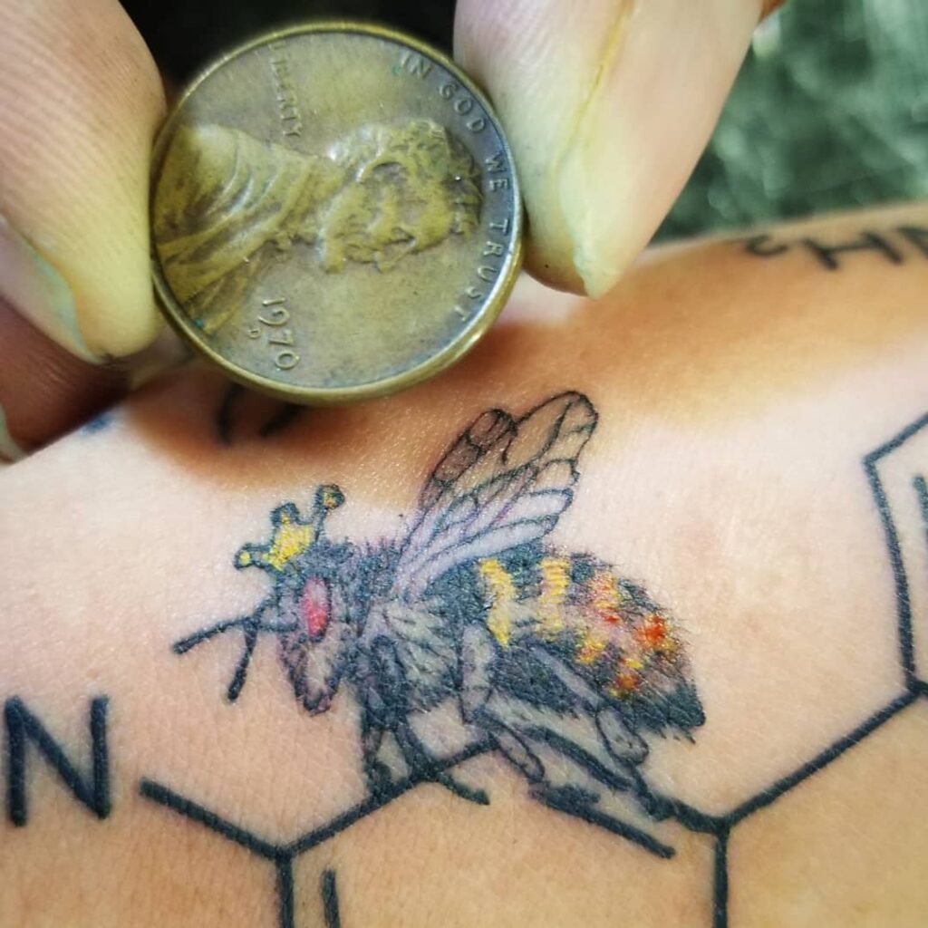 11+ Queen Bee Tattoo Ideas You Have To See To Believe! 12 Penny-Size Queen Bee Micro Tattoo