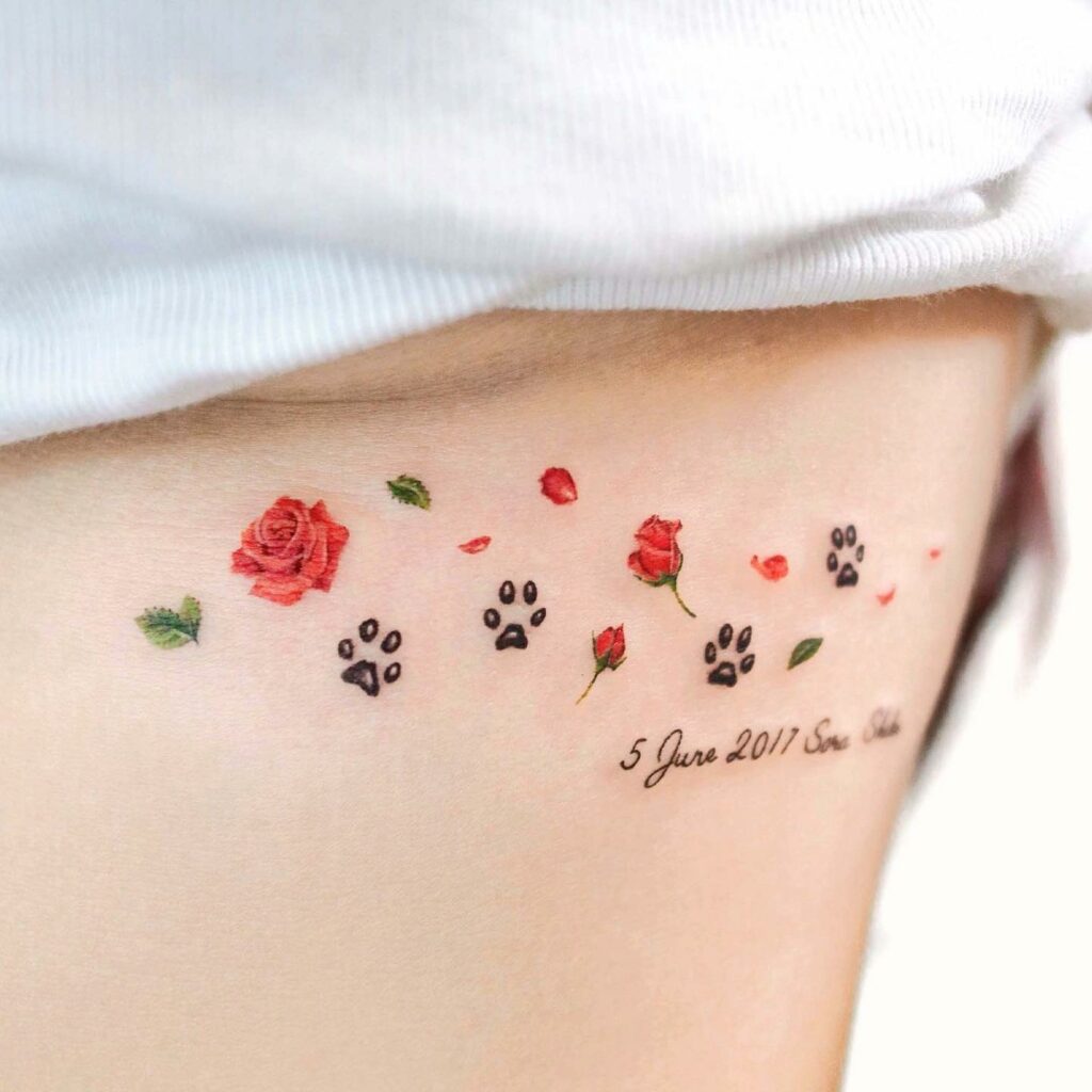 20+ Memorial Paw Print Tattoo Ideas That Will Blow Your Mind! 12 Pet Memorial Tattoo Ideas With Small Paw Prints ideas
