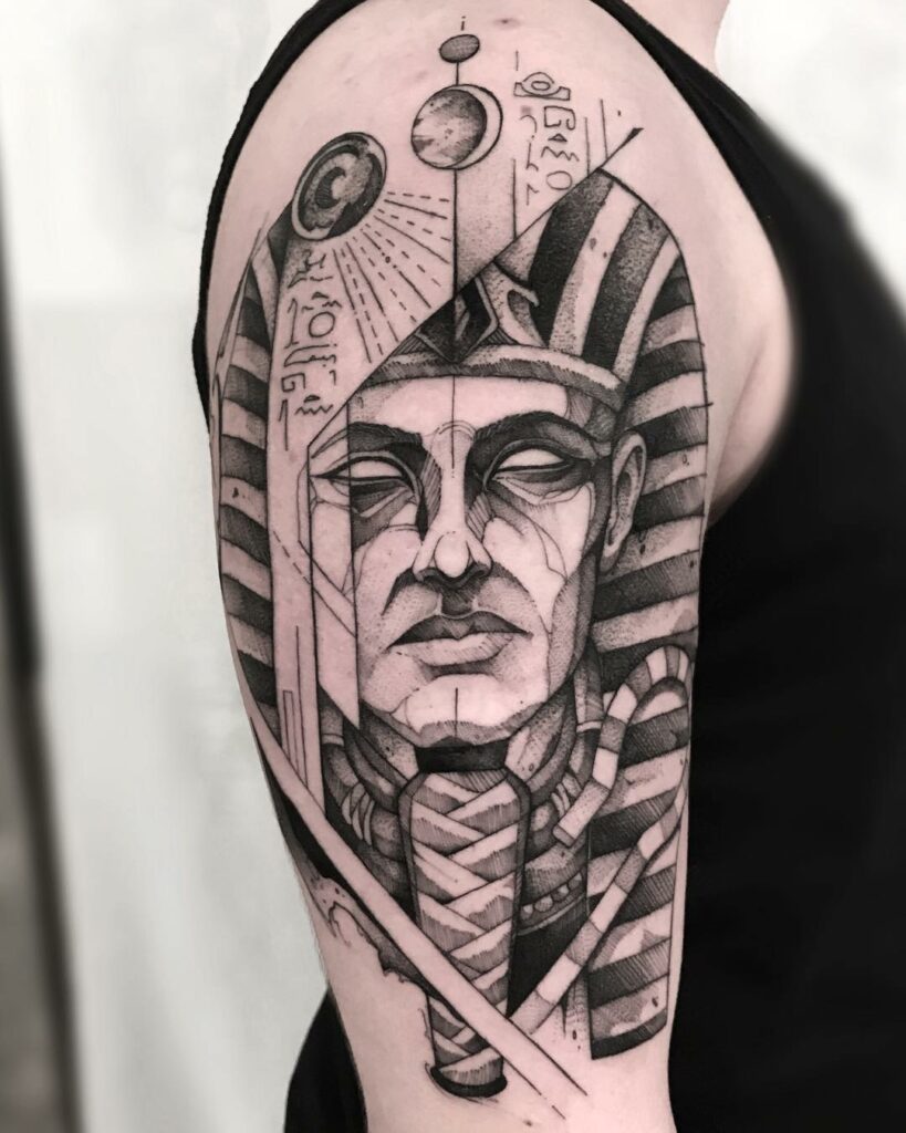11+ Pharaoh Tattoo Stencil Ideas That Will Blow Your Mind! 10 Pharaoh Tattoo Stencil