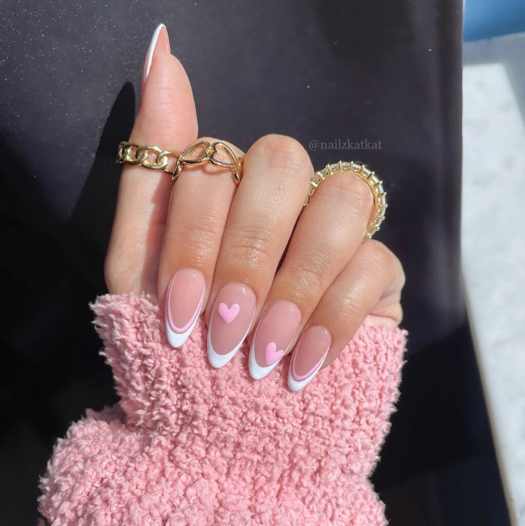 50 Latest Almond Shape Nail Ideas To Try In 2024! 27 White and Pink Almond Nails