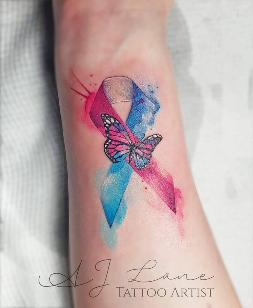 11+ Pink Tattoo Ideas That Will blow Your Mind! 13 Pink And Blue Ribbon Tattoo