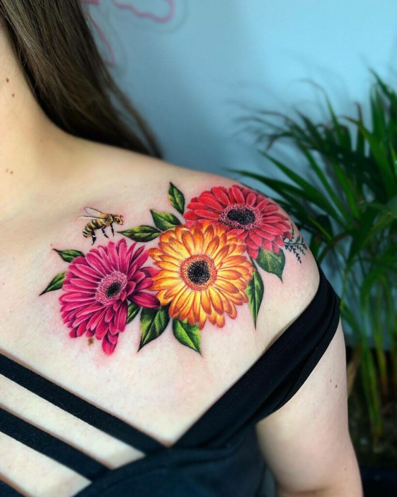 12+ Gerbera Daisy Tattoo Ideas To Inspire You 17 Pink And Yellow Gerbera Daisy Tattoos