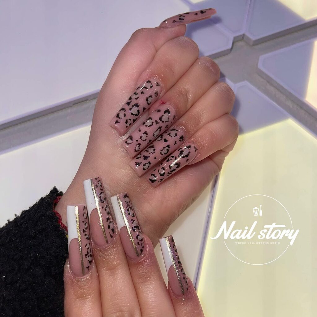 Add a Pop with 25 Cheetah Print Nails in 2024 24 Pink Base Cheetah Print on Glossy Acrylic Nails
