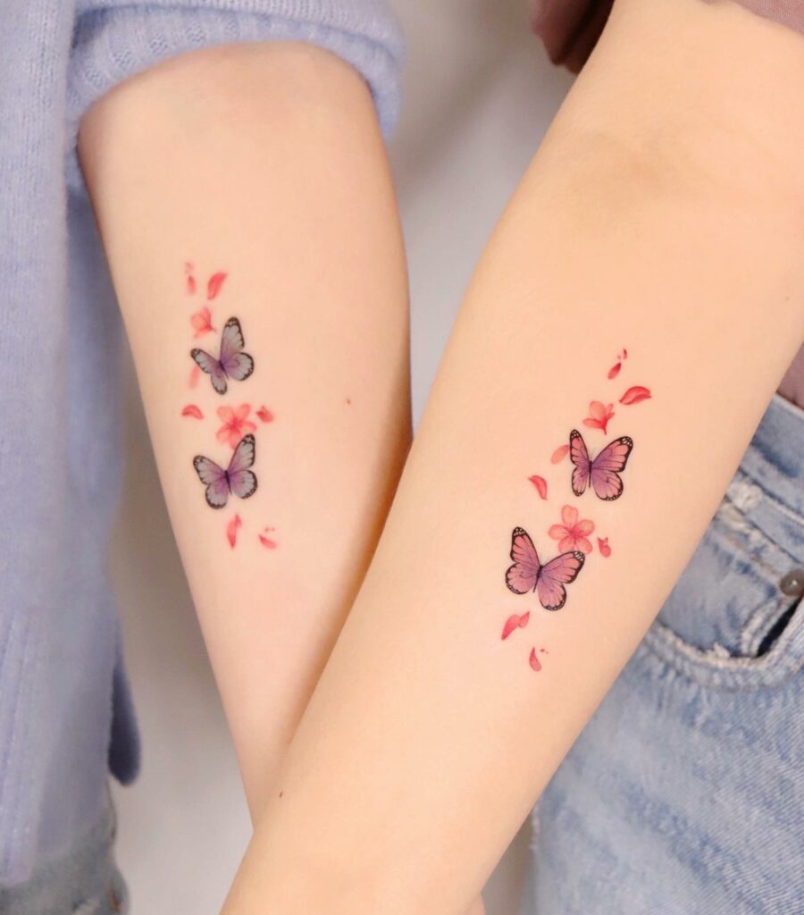 11+ Butterfly And Rose Tattoo Designs That Will Blow Your Mind! 12 Pink Butterfly Tattoo Ideas