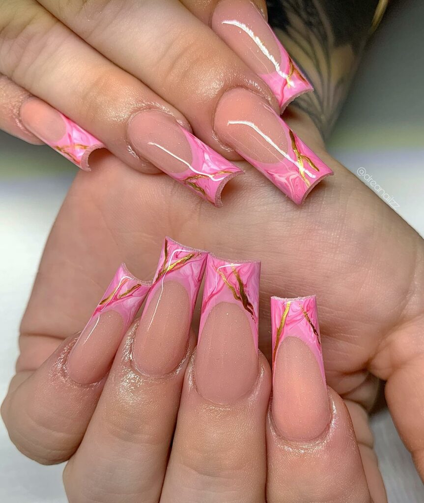 Indulge in 40 Marble Nail Designs for 2024 40 Pink French and Marble nails
