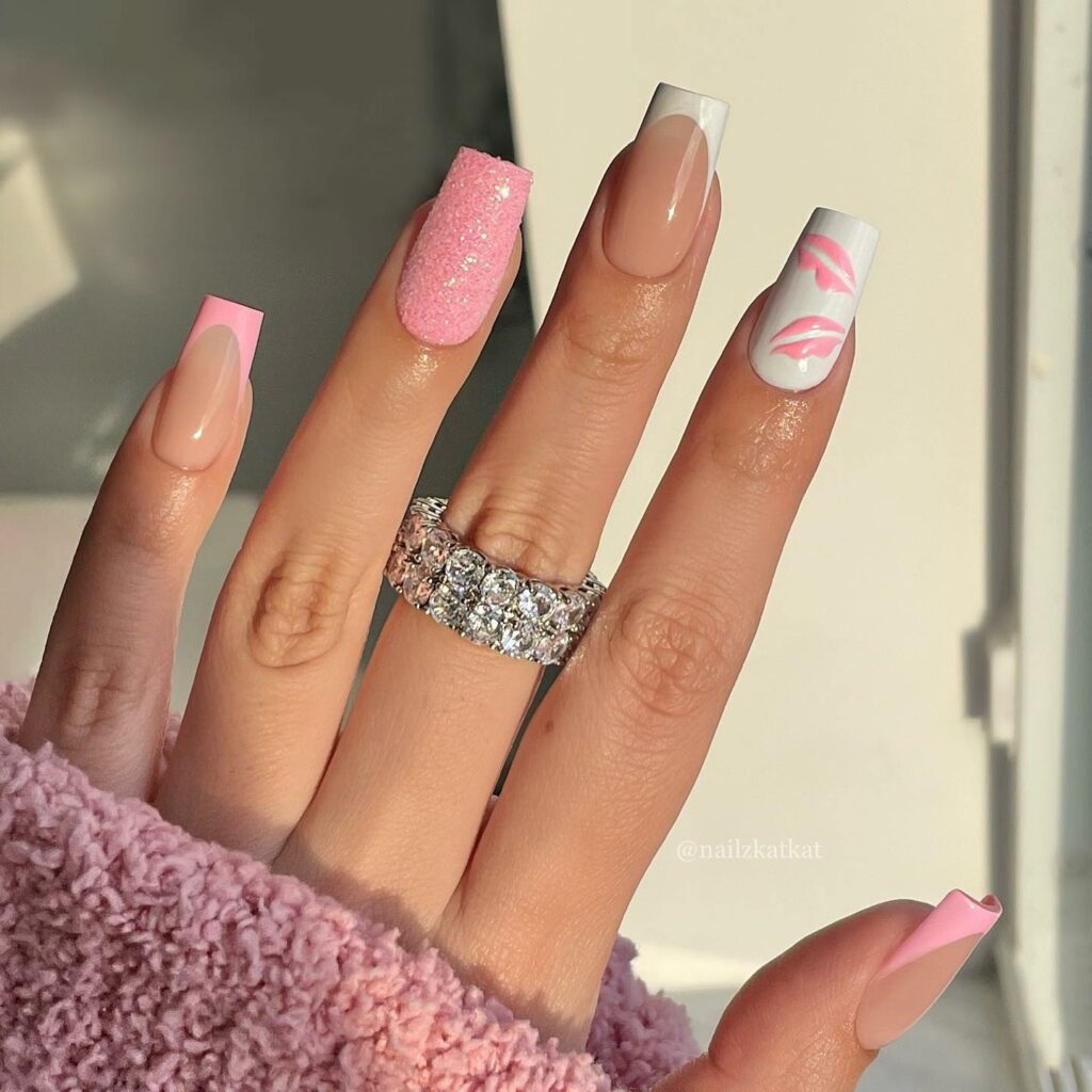 Experiment with 40 Fresh White Tip Nail Ideas for 2024 27 Pink Glitter with White Tips