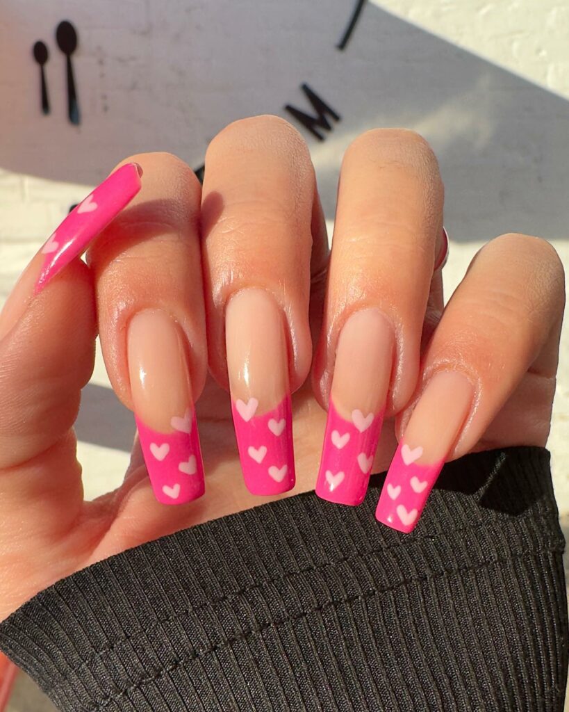 30 Latest Heart Nails Ideas To Try In 2024! 33 Pink Ombré Hearts