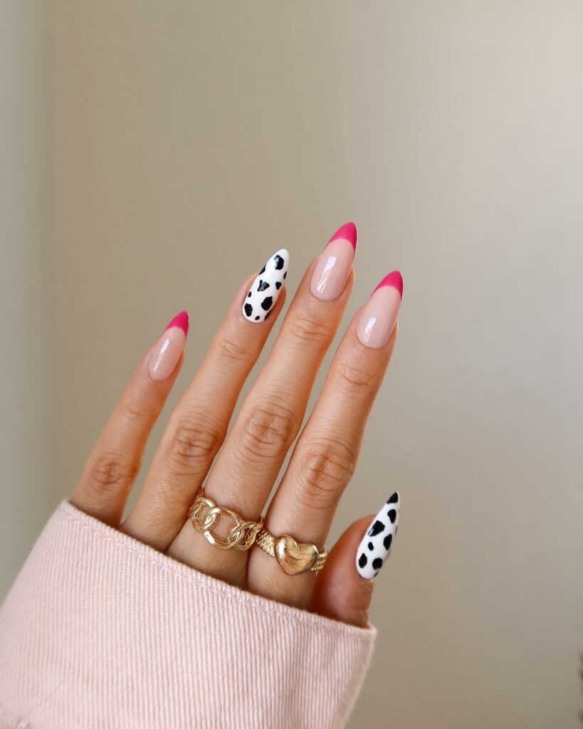 30 Latest Pink And White Nail Ideas To Try In 2024! 36 Pink + White Cow Print Nails