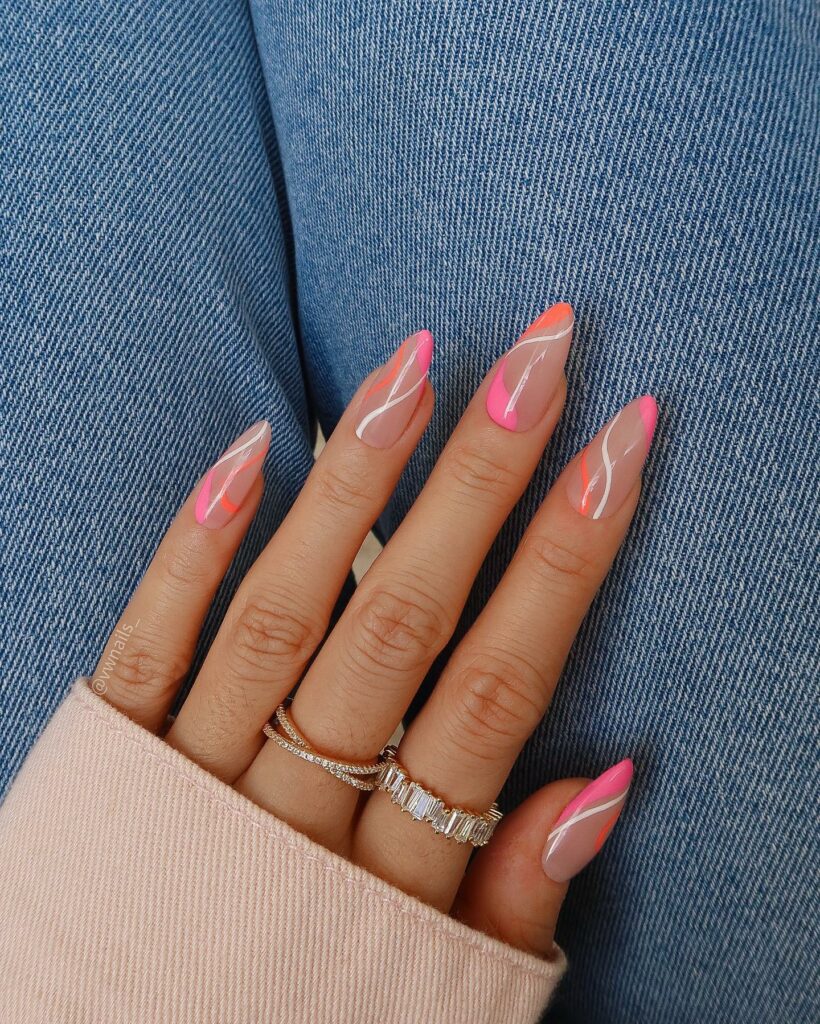 40 Latest Orange Nail Designs to Try in 2024 15 Pink and Orange Swirl