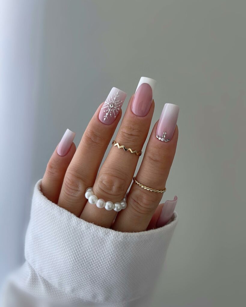 Deck the Halls with 30 White Christmas Nail Ideas in 2024 21 Pink and White Christmas Nails