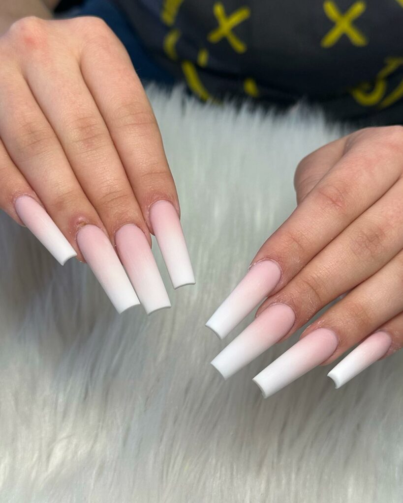 24 Latest Long Nail Designs To Try In 2024! 30 Pink and White Ombre Nail