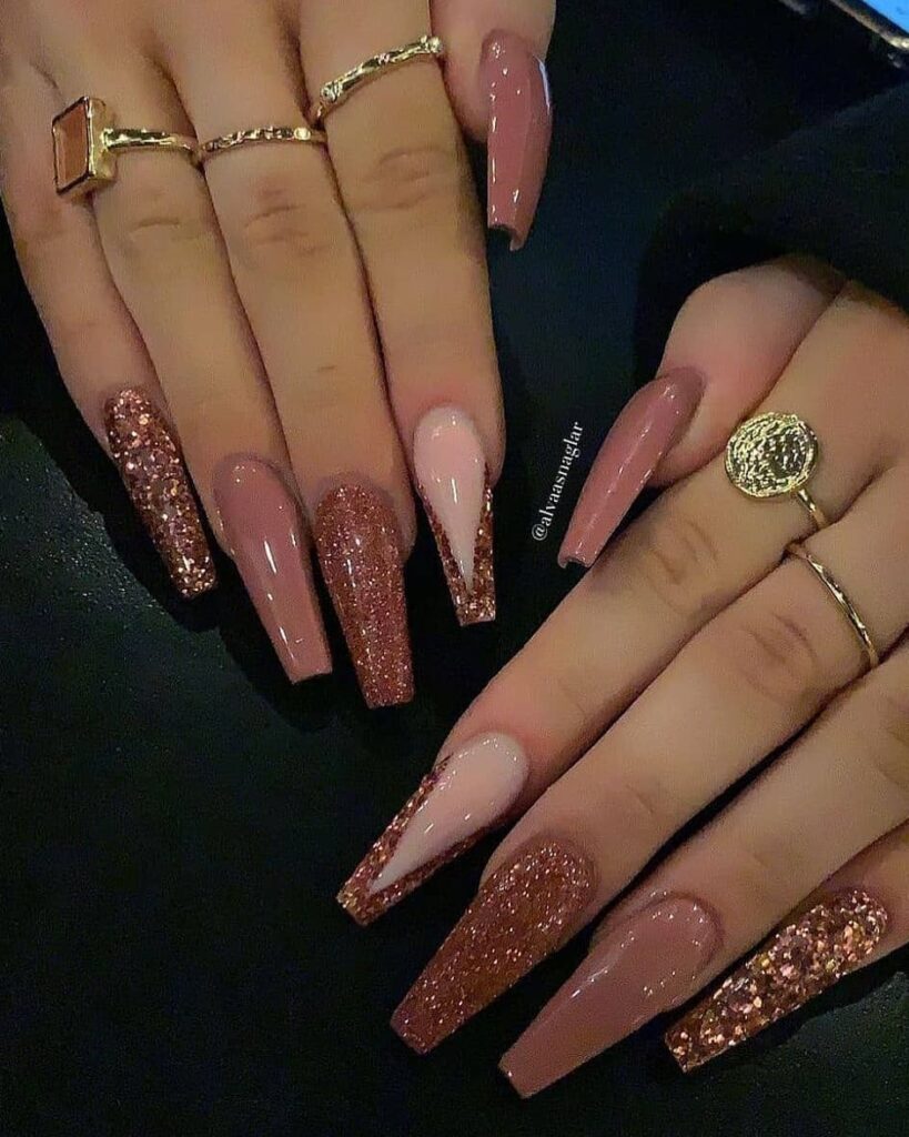 Shine Bright with 50 Rose Gold Nail Designs for 2024 13 Pixie Ombré Twist rose gold nails