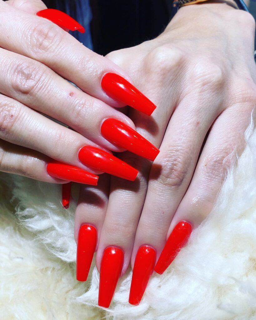 Explore 34 Red Acrylic Nail Designs To Try in 2024 31 Plain Red Acrylic Nails