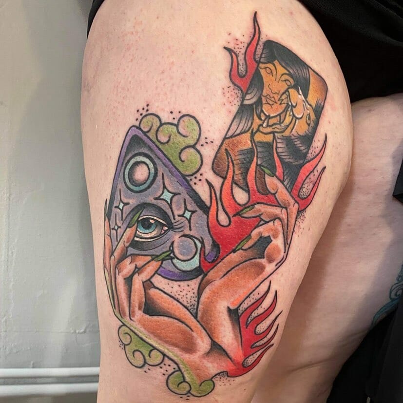 11+ Planchette Tattoo Ideas You Have To See To Believe! 17 Planchette Tattoo With Tarot Card