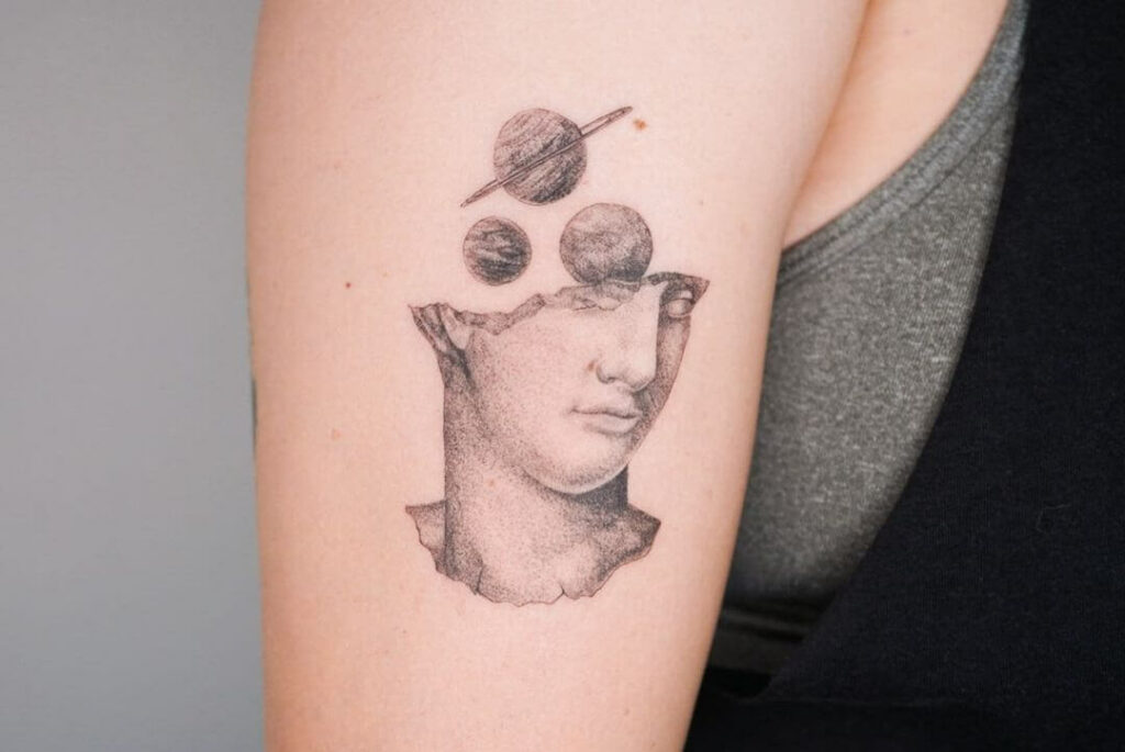 10+ Greek Statue Tattoo Ideas That Will Blow Your Mind! 11 Planets and Statue Tattoo