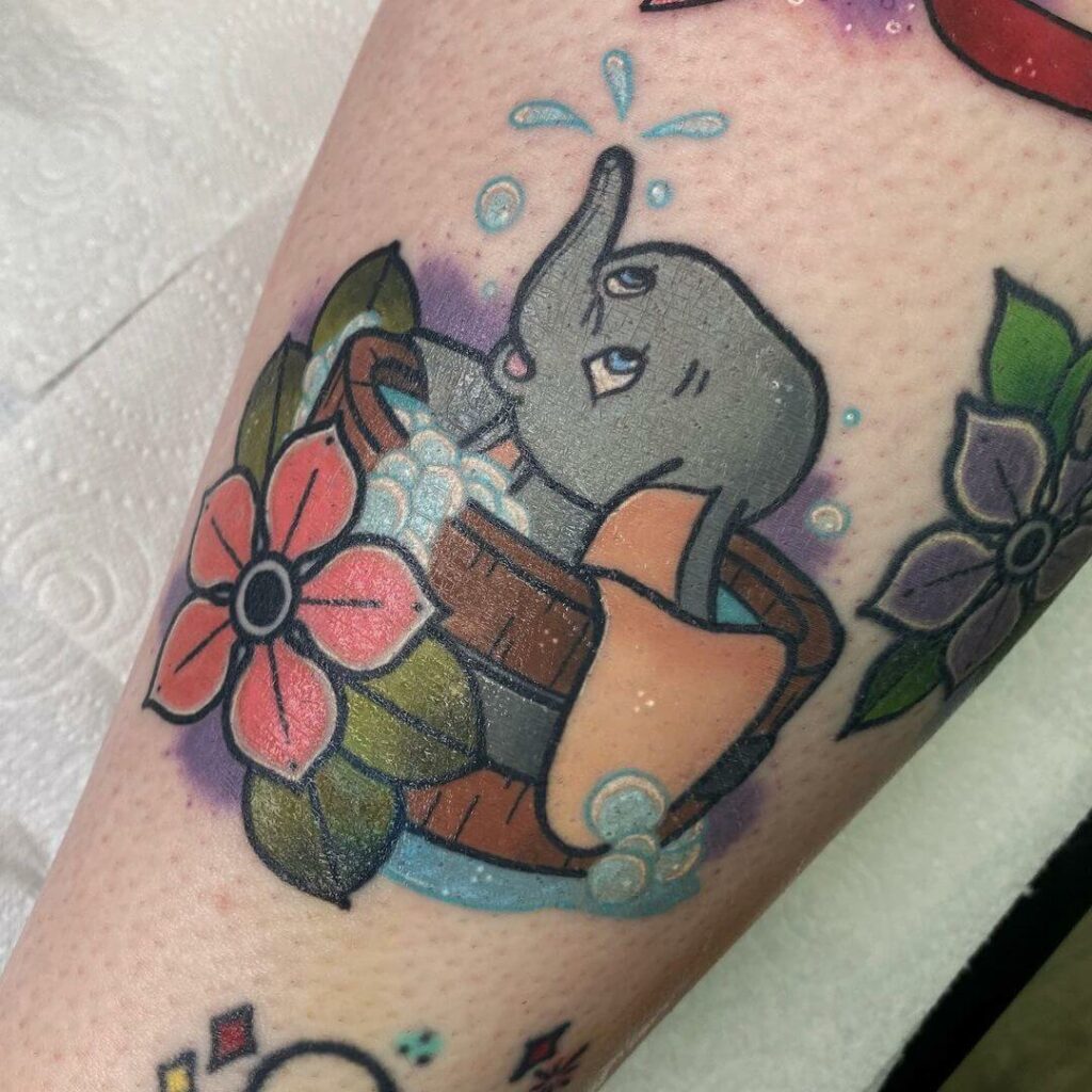 12+ Dumbo Tattoo Ideas To Inspire You! 18 Playful Bath Dumbo Tattoo