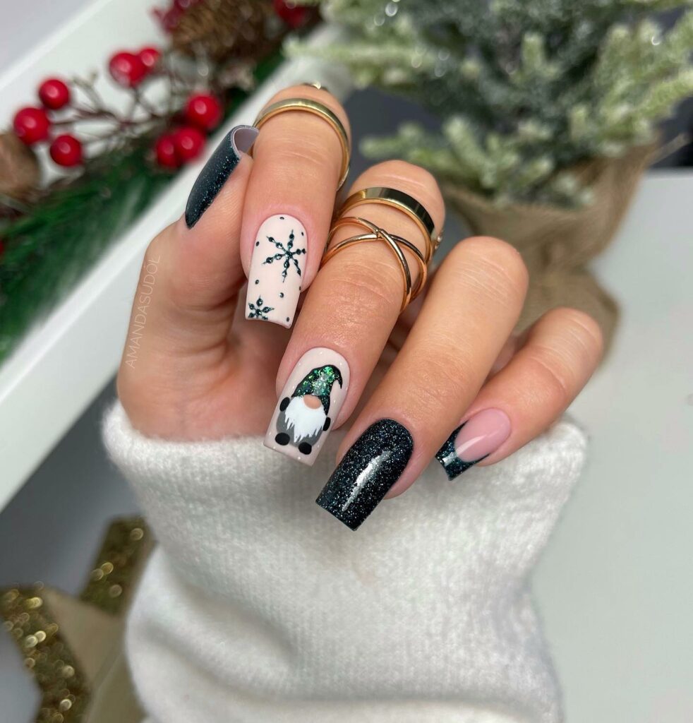 Keep it Classic with 20 Black and White Christmas Nails in 2024 17 Playful Black and White Christmas Nails