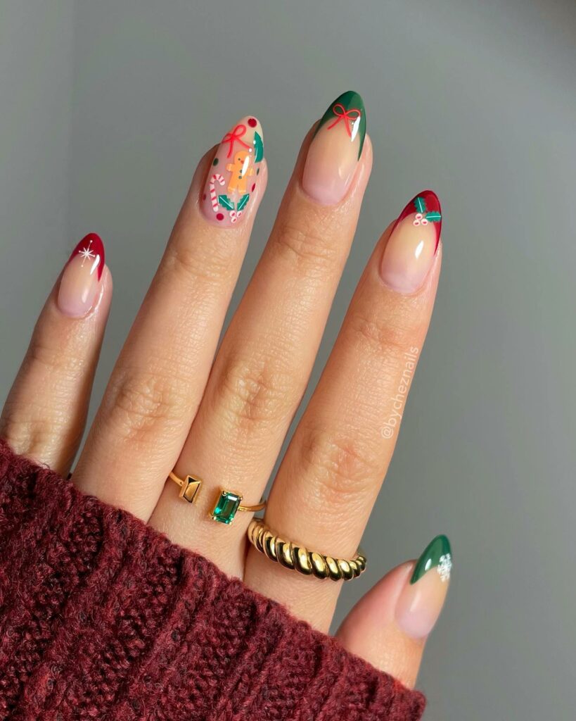Bring Mistletoe Magic with 20 Mistletoe Nail Ideas in 2024 19 Playful Mistletoe Nails with a Pop of Color