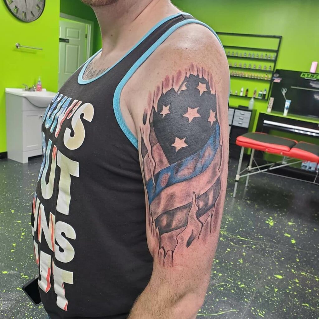 11+ Correctional Officer Tattoo Ideas That Will Blow Your Mind! 16 Police Officers' Awareness Flag Tattoo