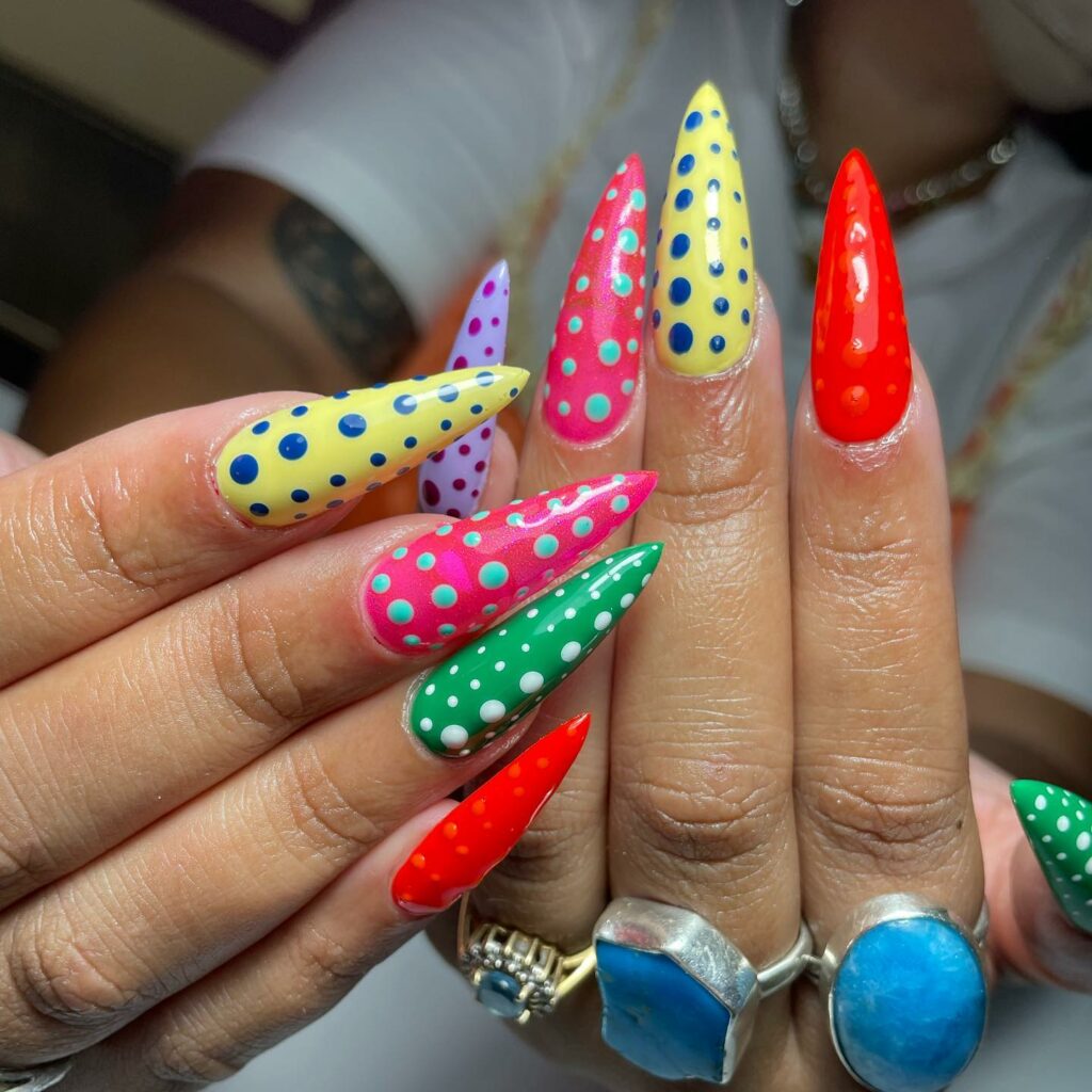 50 Latest Stiletto Nail Ideas To Try 2024! 56 Polka-Dot Stiletto Nails