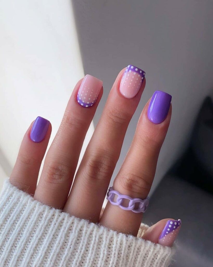 34 Latest Glossy Purple Nail Design Guides To Follow In 2024! 13 Polka Dot nails