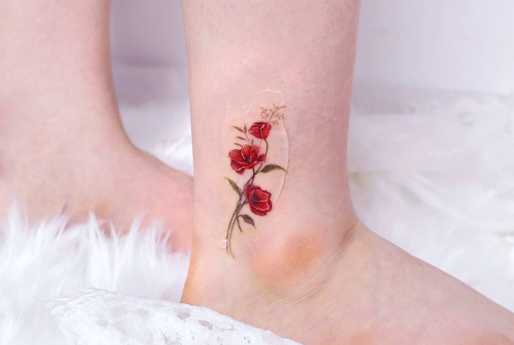 10+ Ankle Flower Tattoo Ideas That Will Blow Your Mind! 11 Poppy Flower Ankle Tattoos