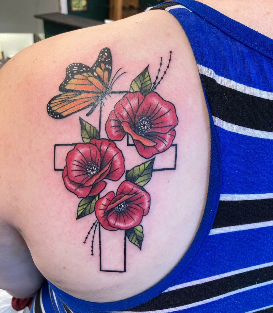 12+ August Birth Flower Tattoo Ideas That Will Blow Your Mind! 14 Poppy Flowers And Butterfly Tattoo Designs