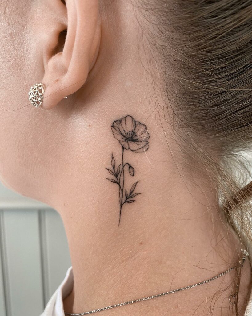 12+ August Birth Flower Tattoo Ideas That Will Blow Your Mind! 15 Poppy Tattoo Behind The Ear Design