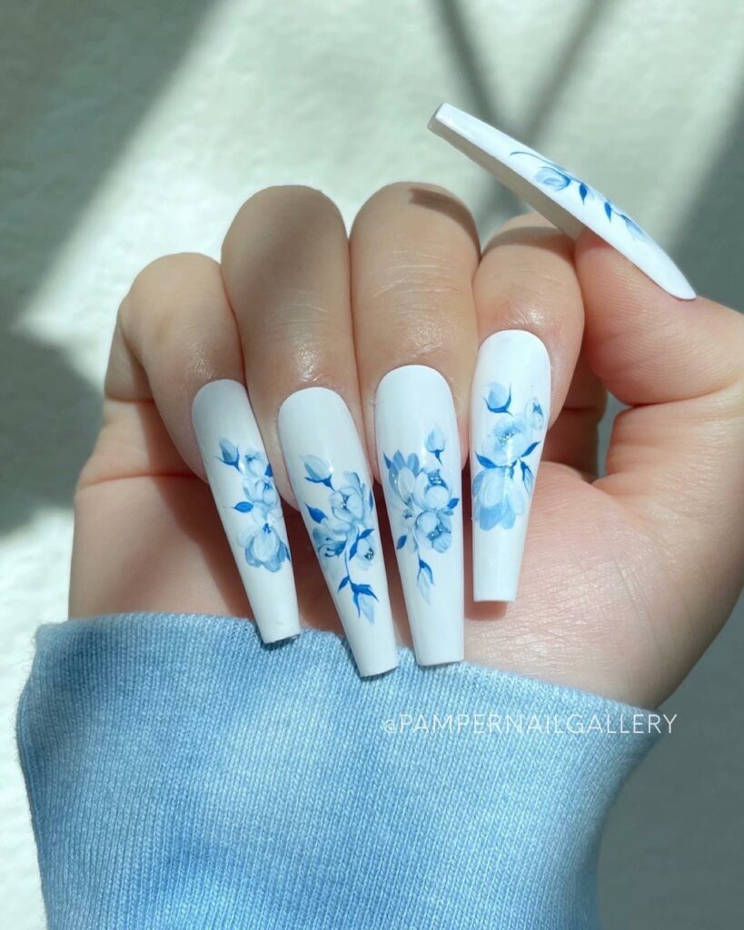 18 Latest Light Blue Nail Designs To Try In 2024! 21 Porcelain baby blue nails