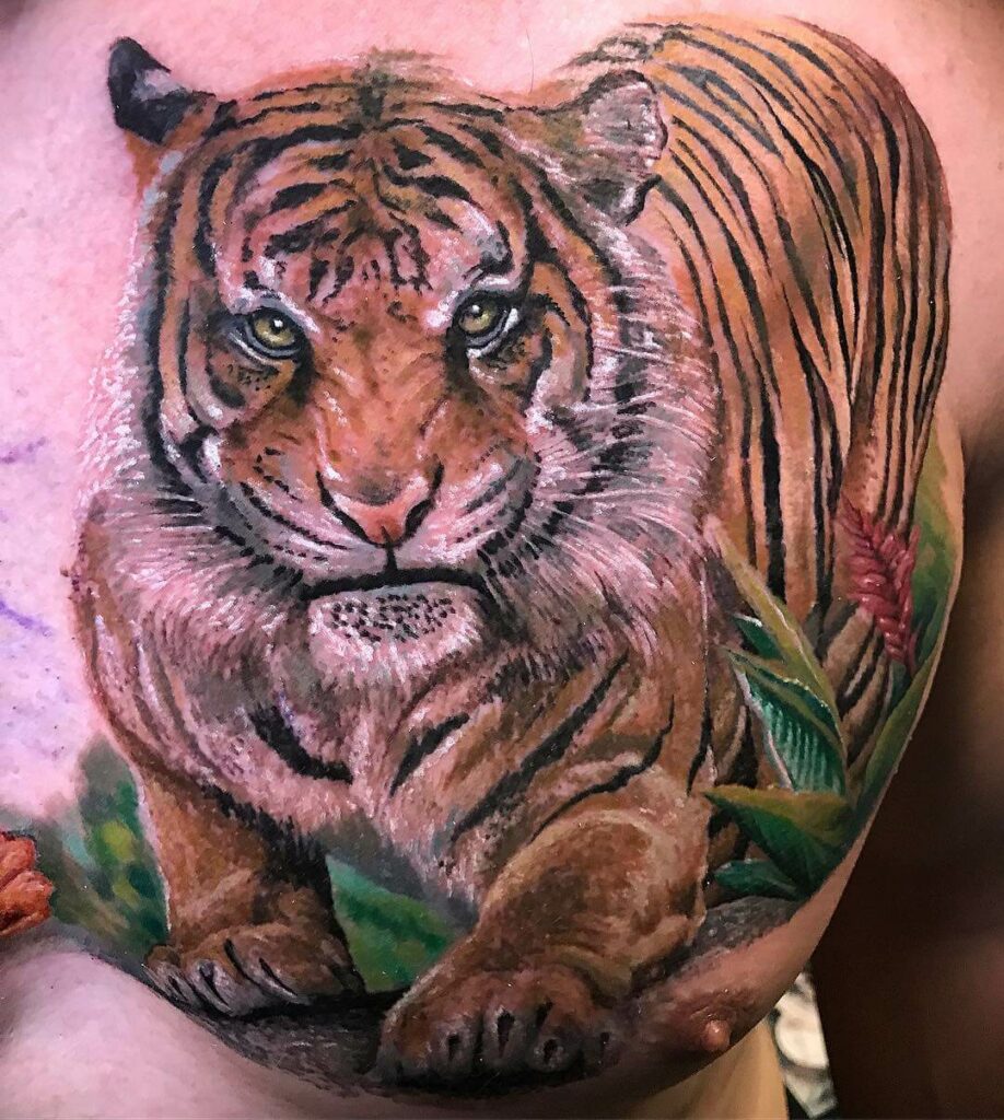 11+ Chest Tiger Tattoo Ideas That Will Blow Your Mind! 15 Prowling Chest Tiger Tattoo