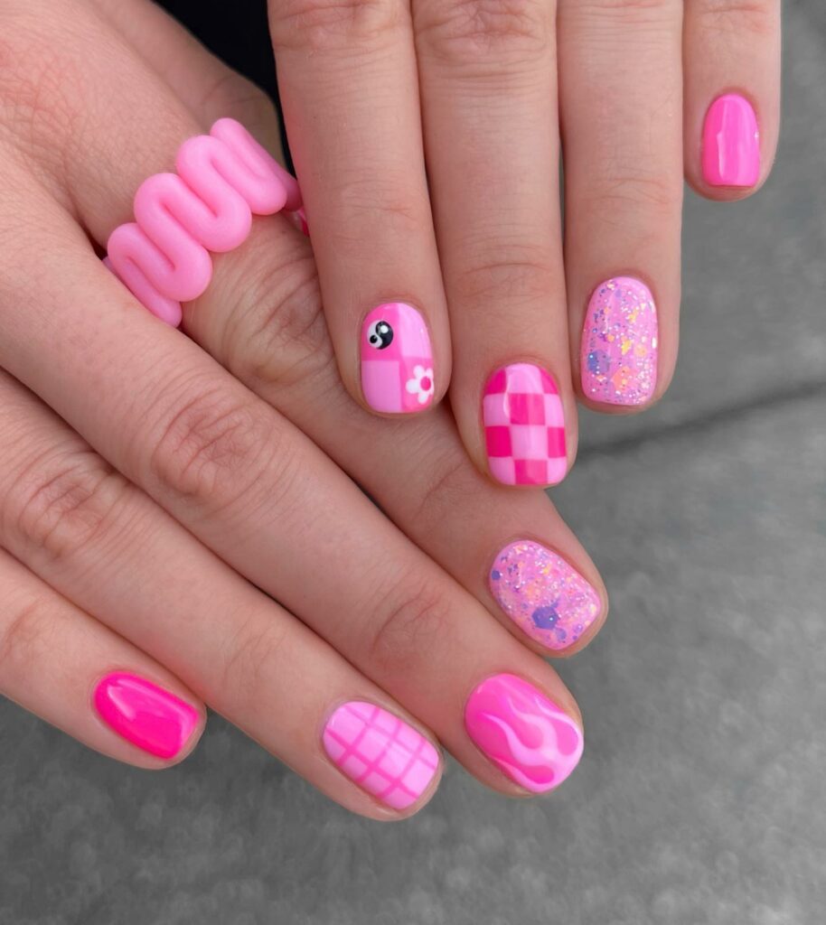 Playful and Fun 30 Barbie Nails To Try in 2024 19 Psychedelic Barbie Nails