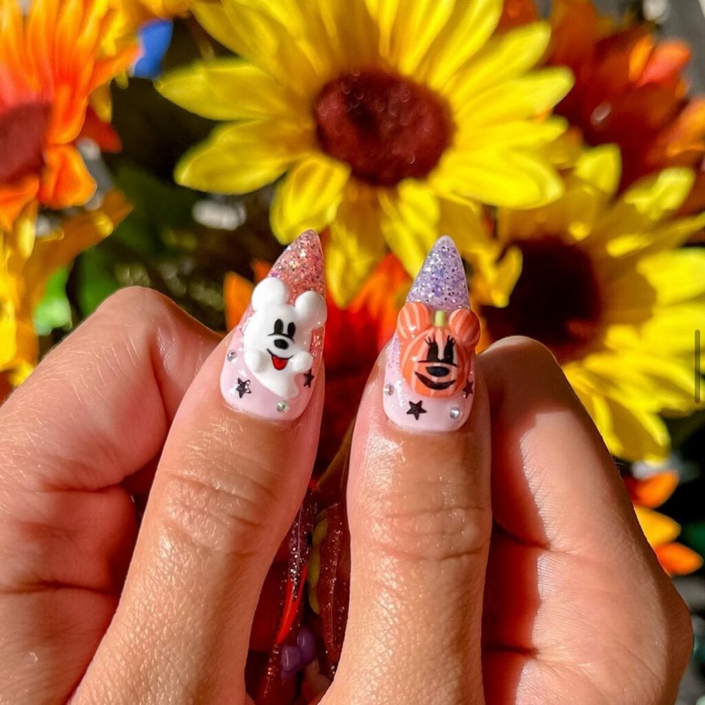 Add Whimsy with 35 Mickey Mouse Nail Designs in 2024 30 Pumpkin-Themed Mickey Mouse Nails
