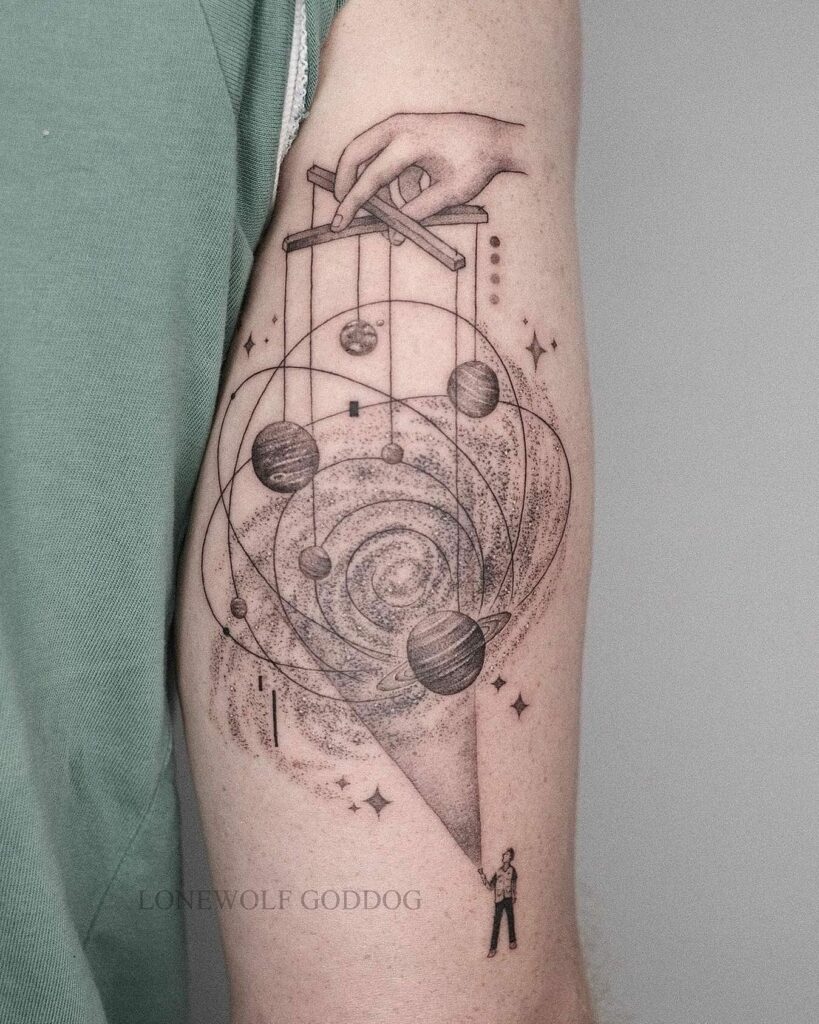 10+ Galaxy Tattoo Ideas That Will Blow Your Mind 16 Puppet Planets Galaxy Tattoo