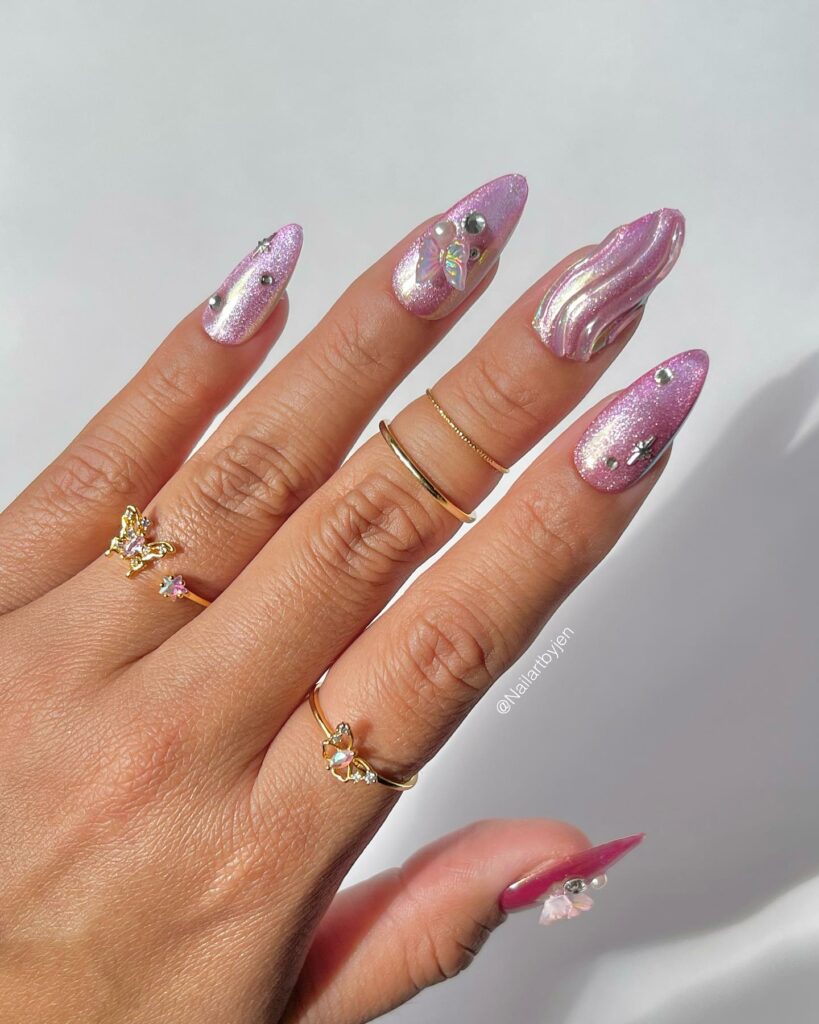 25 Latest Chrome Nail Ideas To Try In 2024! 25 Purple Chrome Nails with a Sparkling Twist