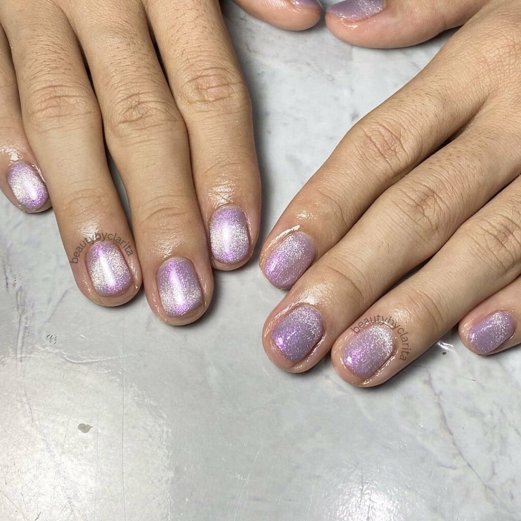 Captivating Cat-Eye Nail Designs to Try in 2024 π» 41 Purple Haze cat eye nails