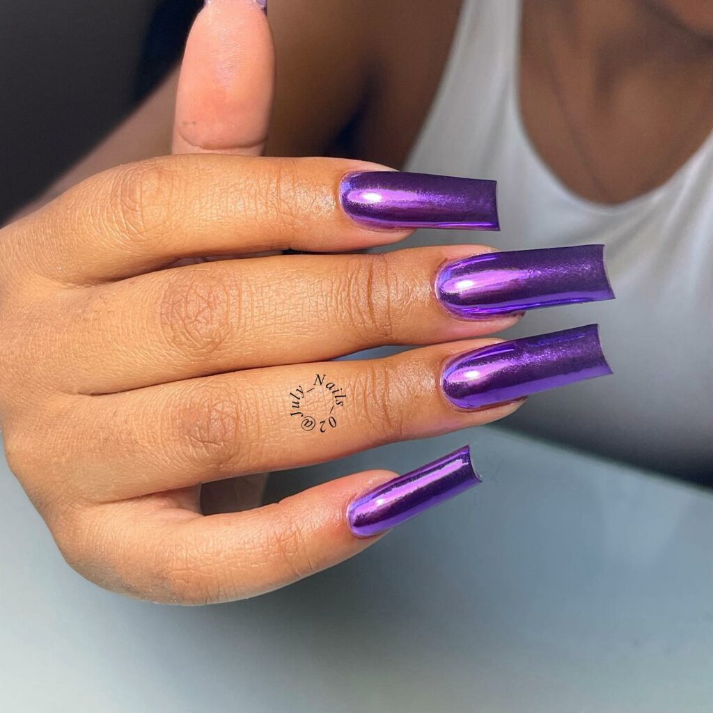 Sparkle with 35 Dark Purple Nails & Glitter in 2024 36 Purple Metallic Chrome