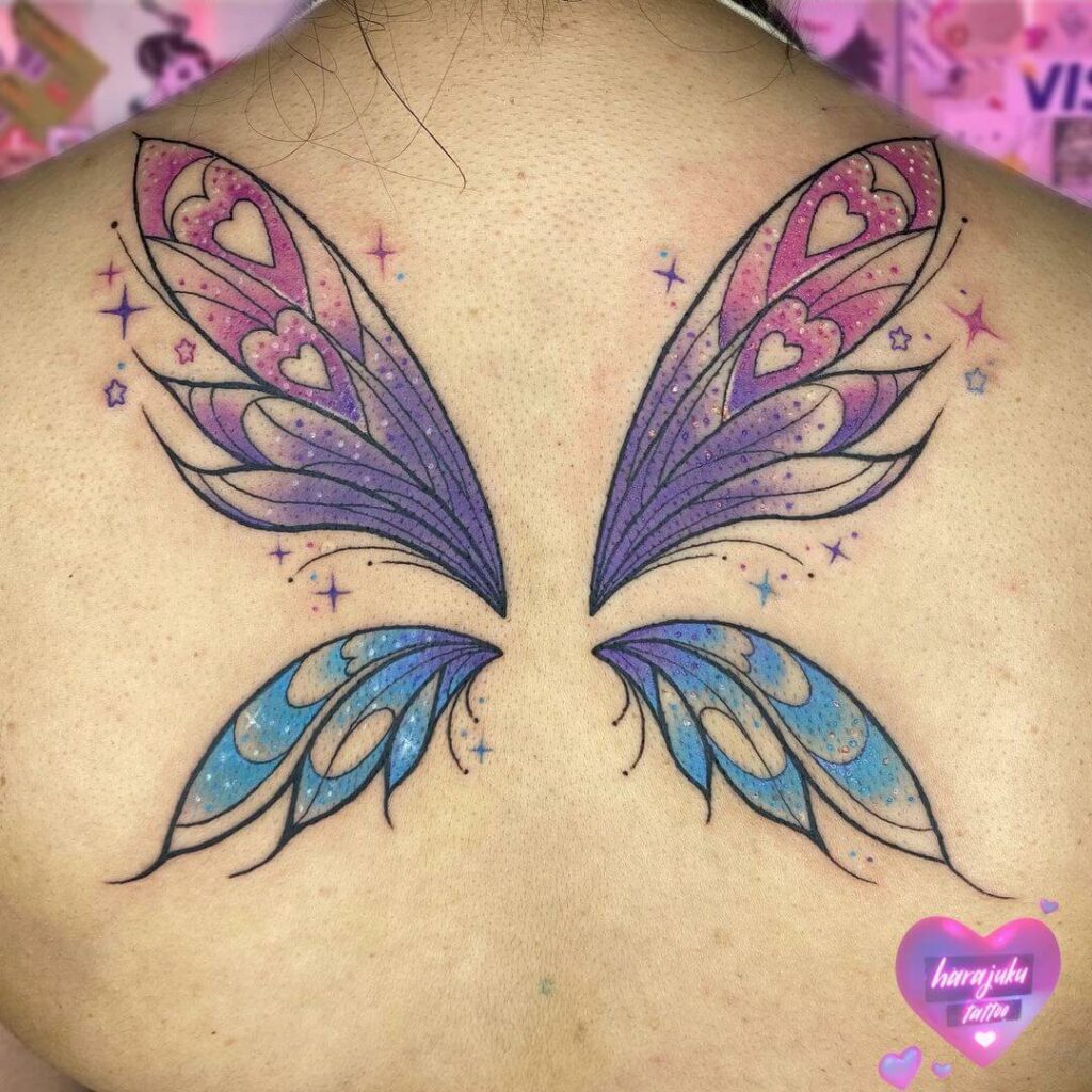 12+ Fairy Wings Tattoo Ideas To Inspire You! 11 Purple Themed Wing Tattoo Designs On Back