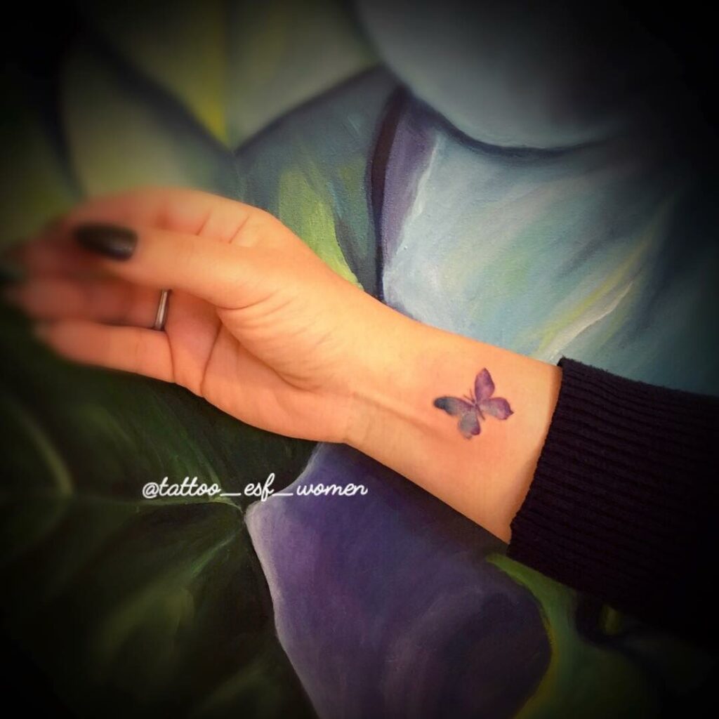 11+ Purple Butterfly Tattoo Ideas You Have To See To Believe! 18 Purple and Blue Butterfly Tattoo On Hand