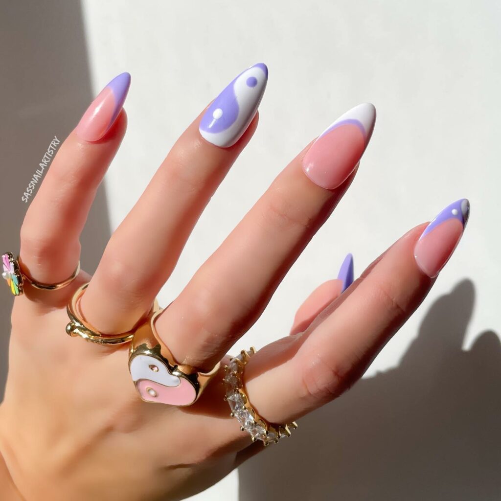 27 Latest Yin-Yang Nail Designs To Try In 2024! 14 Purple Yin Yang Nails