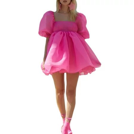 Pybcvrrd Women Lantern Sleeve V Neck Ruffle Dress