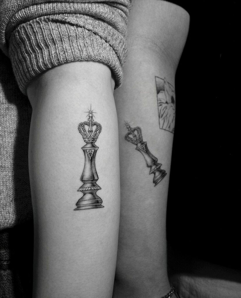 12+ Queen Chess Piece Tattoo Ideas To Inspire You! 11 Queen Couple Chess Piece Tattoo