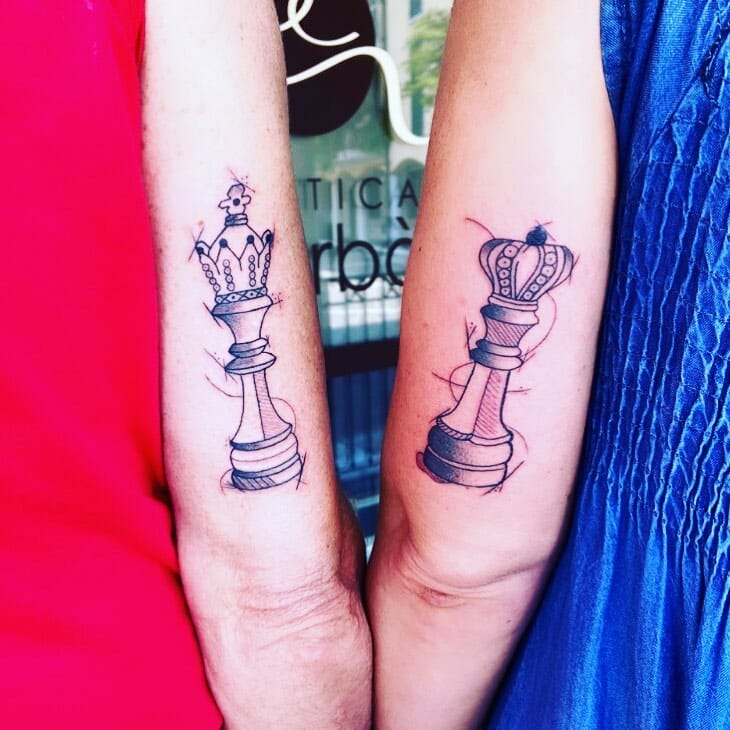 11+ Chess Board Tattoo Ideas That Will Blow Your Mind! 14 Queen Couples Tattoo