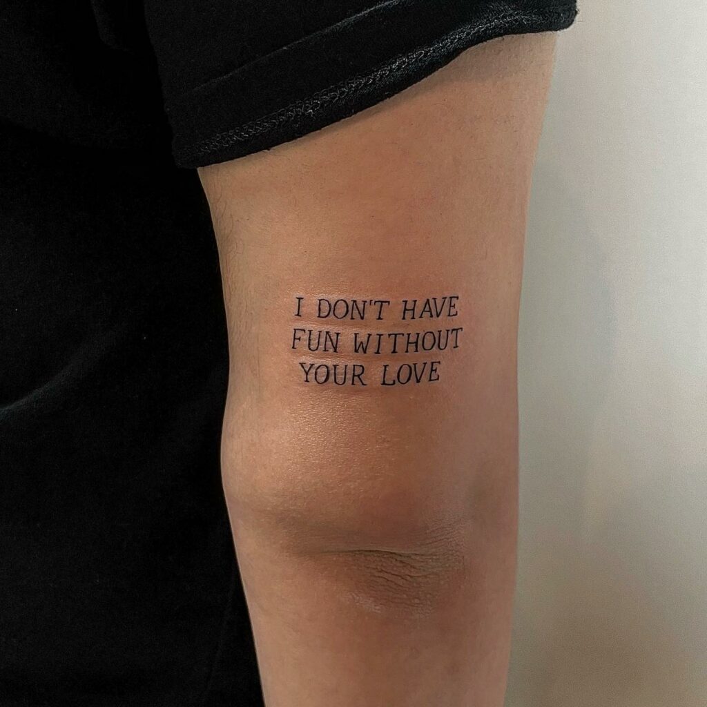 11+ Back Of Bicep Tattoo Ideas That Will Blow Your Mind! 14 Quote Back Of Bicep Tattoo