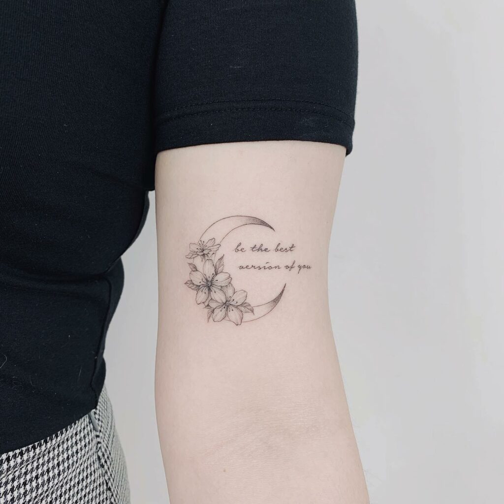 12+ Moon with Flowers Tattoo Ideas To Inspire You! 12 Quote With Crescent Moon Tattoo