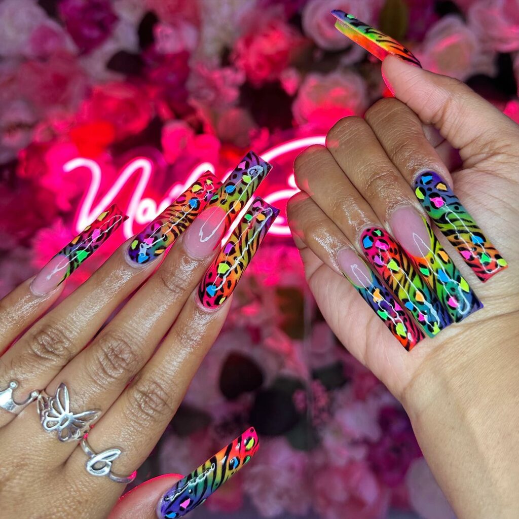 Add a Pop with 25 Cheetah Print Nails in 2024 31 Rainbow Cheetah Print Nails