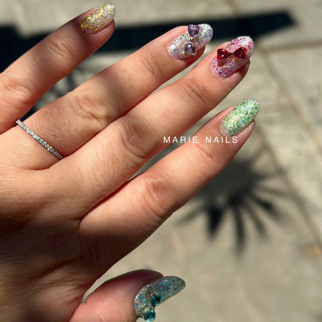 59 White Glitter Nail Designs To Try In 2024! 38 Rainbow Glitter