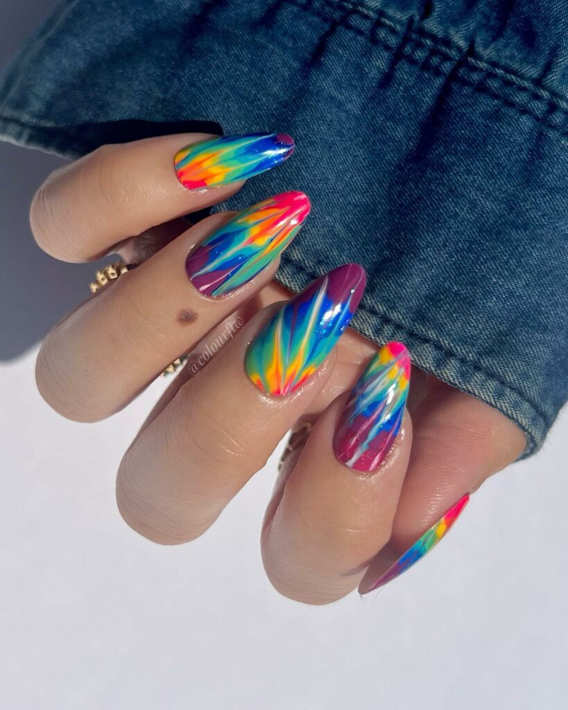 Get Artsy with 25 Tie-Dye Nail Designs in 2024 13 Vibrant Rainbow Inspired Tie-Dye Nails